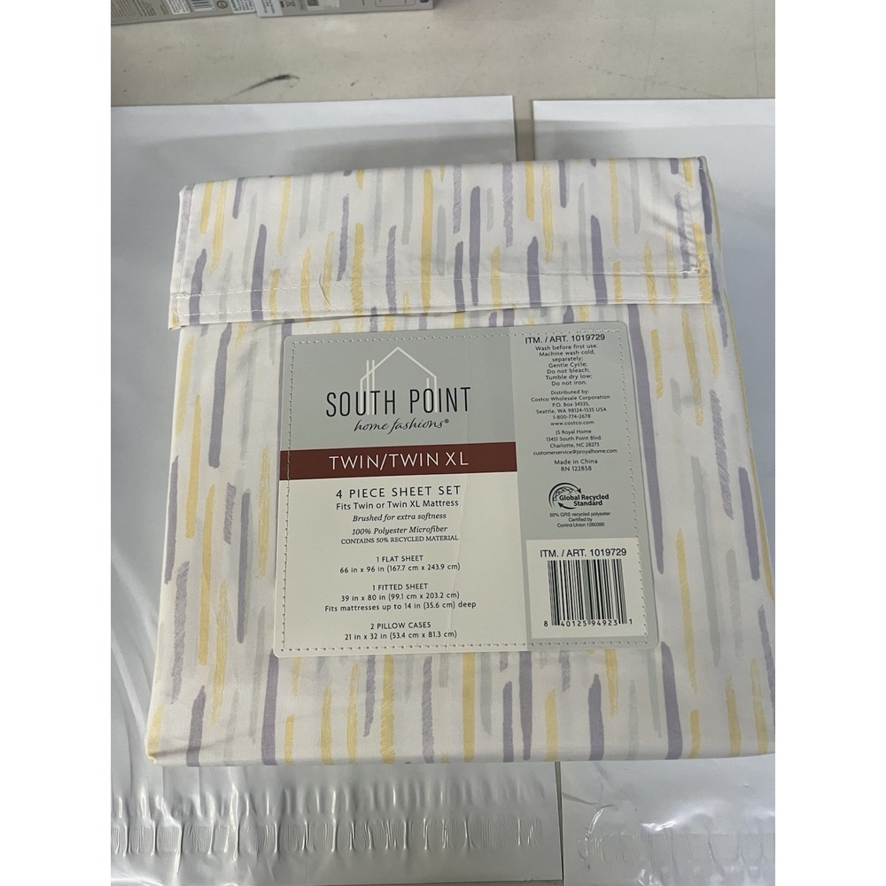 South Point Home Fashions Twin/Twin XL 4 Piece Sheet Set Yellow Purple Abstract